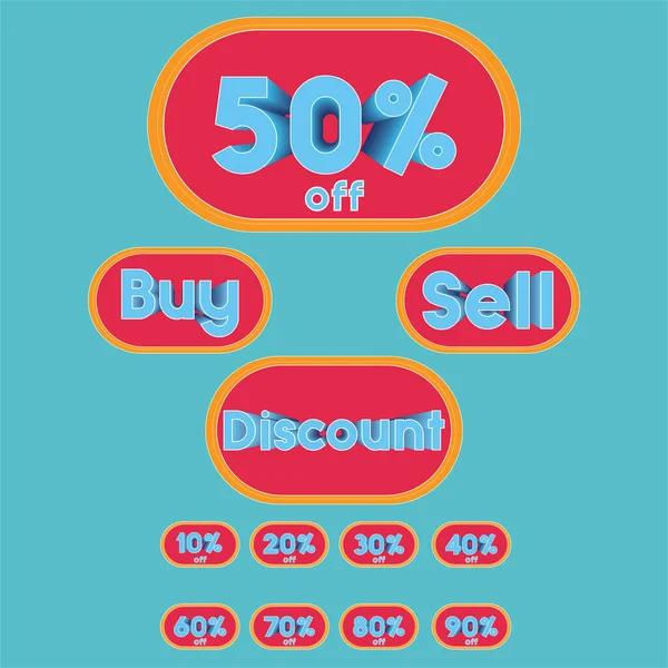 Set Discounts Sale Advertisement Discount Percent New Trending Style Buy — Stok Vektör