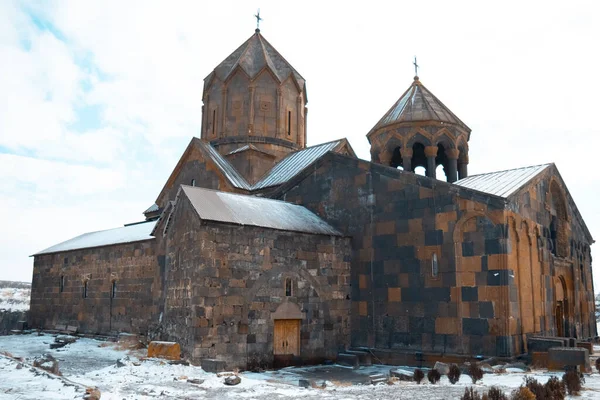 Hovhannavank Monastery Winter Village Ohanavan Aragatsotn Province Armenia — стоковое фото