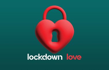 Happy Valentine's day lockdown love. Romantic concept for Valentine's day. Wallpaper, flyers, invitation, posters, brochure, banners