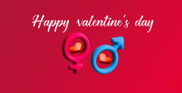 Happy Valentine Day Background Gender Sign Men Women Romantic Concept — Stockfoto