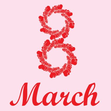 Kalpli mutlu 8 Mart 'lar. Kadınlar Günü için romantik bir konsept