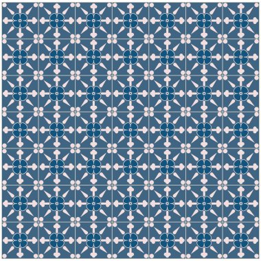 Lizbon Geometrik Azulejo Döşeme Vektör Deseni 