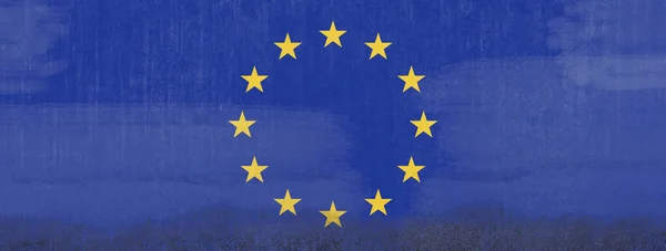 Bandera Europa Muro Hormigón — Foto de Stock