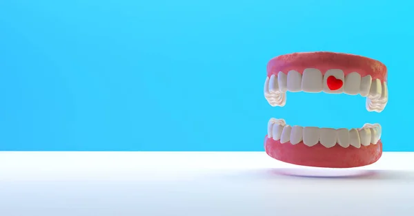 Fondo San Valentín Fondo Pantalla Romántica Para Dentistas Dientes Corazón — Foto de Stock