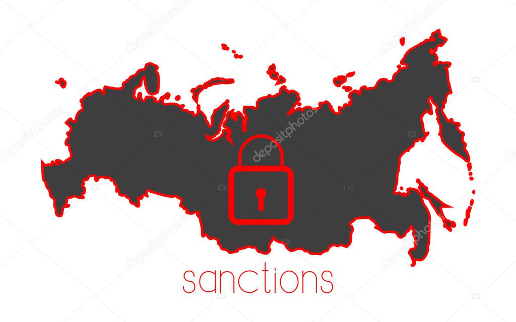 Sanctions on Russia, background Russia Sanctions and map Russia