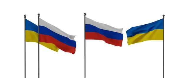 Flags Ukraine Russia Russia Ukraine Stop War Russia Ukraine Fighting — Stock Photo, Image