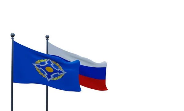 Vlaggen Rusland Csto Geïsoleerd Witte Achtergrond Werk Illustratie — Stockfoto