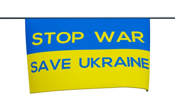 Флаги Украины Текстом Stop War Ukraine Белом Фоне Работа Иллюстрация — стоковое фото