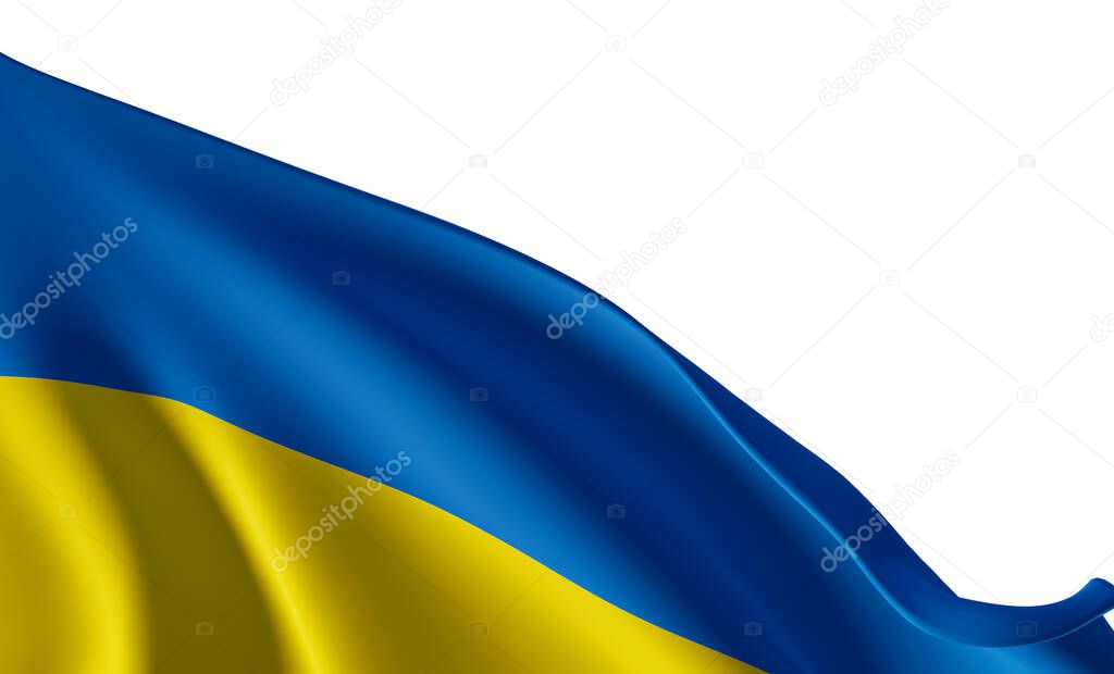 Flag Ukraine. on white background. 3D work and 3D illustration