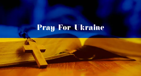 Módlcie Się Ukrainę Flaga Ukraina Rosja Przeciwko Ukrainie Zatrzymać Wojnę — Zdjęcie stockowe