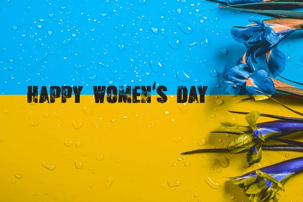 Internationella Kvinnodagen Bakgrund Happy Women Day Med Ukraina Flagga — Stockfoto