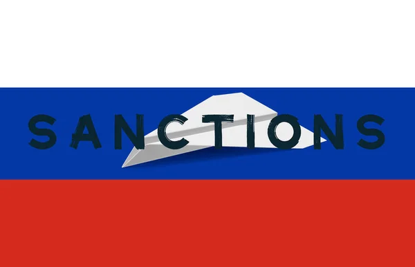 Sanciones Rusia Con Bandera Rusa — Foto de Stock