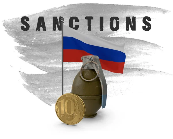 Санкции Против России Российским Флагом Рублём — стоковое фото
