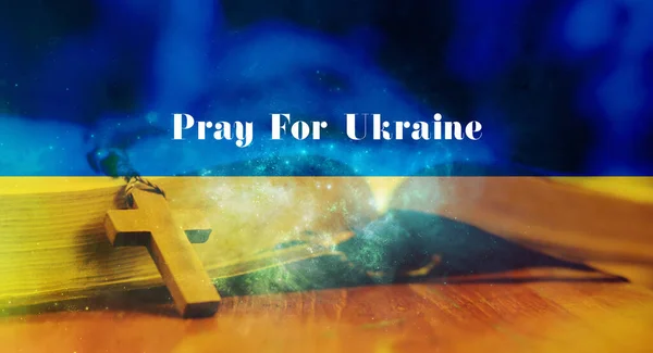 Rezai Pela Ucrânia Bandeira Ucrânia Rússia Ucrânia Interrompem Guerra Rússia — Fotografia de Stock