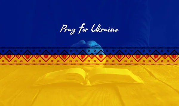 Rezad Por Ucrania Bandera Ucrania Rusia Ucrania Detener Guerra Rusia —  Fotos de Stock