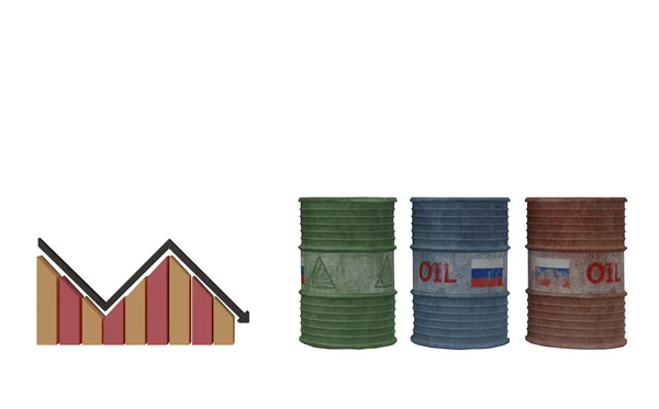 Petróleo Russo Fundo Barril Petróleo Bandeira Russa Barril Sanções Sobre — Fotografia de Stock