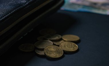 Cüzdan ve Ruble paralar Rus parası. Duvar kağıdı işi ve finans