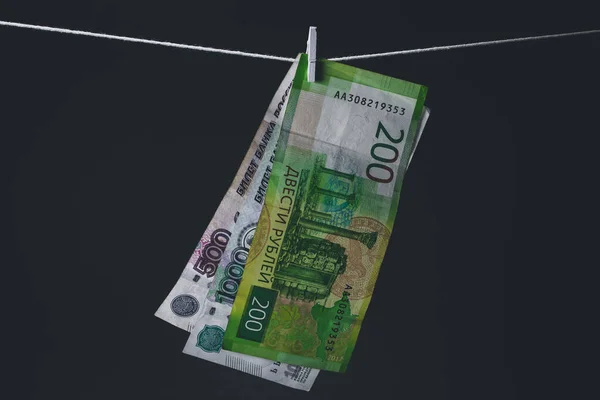 俄国货币 俄国卢布 卢布钞票 壁纸业务和金融 — 图库照片