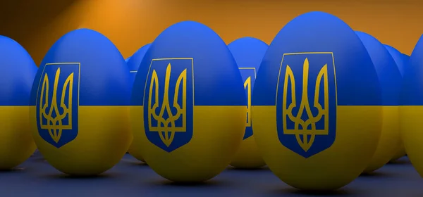 Счастливое Пасхальное Яйцо Цвета Украинского Флага Поддержку Украины Остановите Войну — стоковое фото