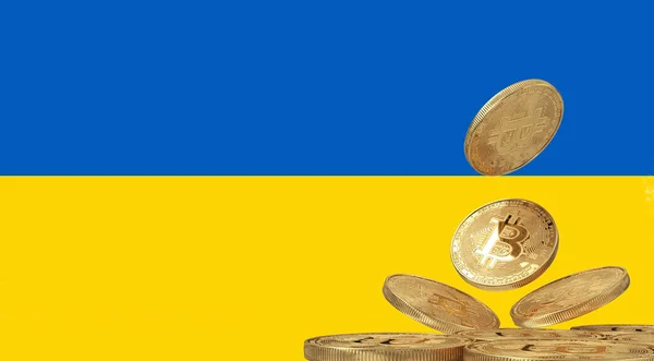 Légalisation Des Cryptomonnaies Ukraine Bitcoin Drapeau Ukraine Bitcoin Ukraine — Photo