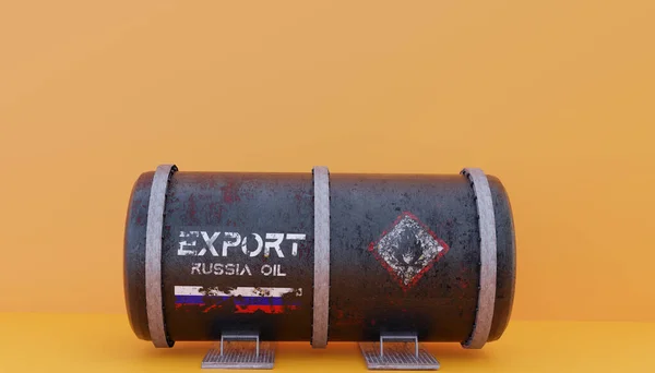 Tanque Aceite Ruso Fondo Del Tanque Petróleo Bandera Rusia Tanque — Foto de Stock