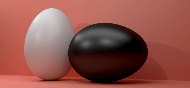 Mutlu Paskalya yumurtaları, Paskalya için arka plan. 3B çalışma ve 3B illüstrasyon