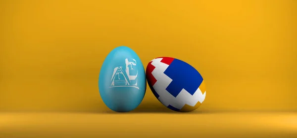 Mutlu Paskalya Yumurtaları Artsakh Bayrağı Dedo Babo Heykeli Paskalya Artsakh — Stok fotoğraf