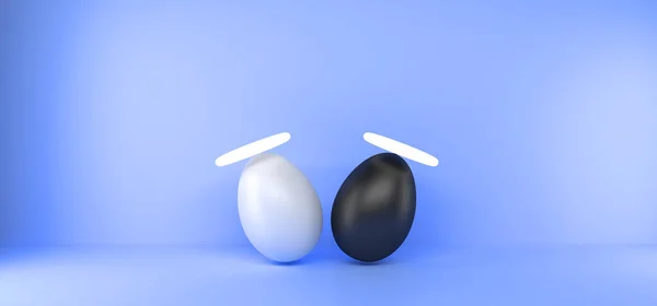 Szczęśliwej Wielkanocy Aniołki Jajka Dwa Jajka Anioł Baner Pracy Obrazu — Zdjęcie stockowe
