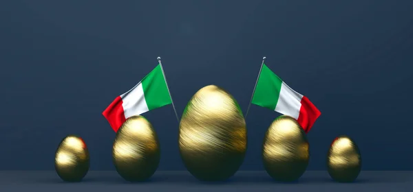 Vrolijk Pasen Pasen Italië Achtergrond Met Gouden Eieren Vlag Italië — Stockfoto