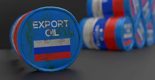 俄罗斯的石油背景 俄罗斯的石油背景 俄罗斯对俄罗斯石油的制裁 3D作品和3D插图 — 图库照片