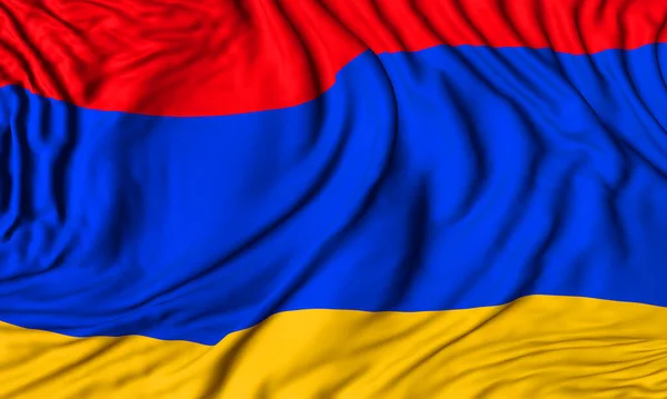 アルメニア国旗 影のある布の旗 アルメニア国旗 3D作品と3Dイラスト — ストック写真