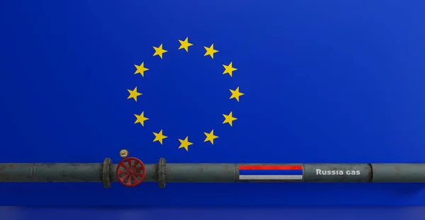 Rysk Gas Rysk Gasledning Europa Ryssland Flagga Och Flagga Europa — Stockfoto