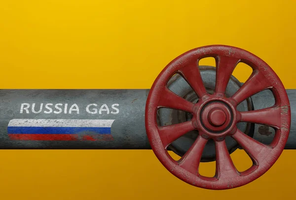 Gas Rusia Pipa Gas Rusia Pipa Gas Bendera Rusia Sanksi — Stok Foto