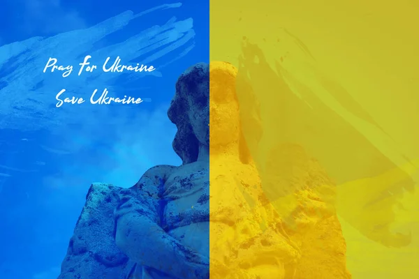 Módlcie Się Kijów Zapisać Ukrainę Flaga Ukraina Rosja Przeciwko Ukrainie — Zdjęcie stockowe