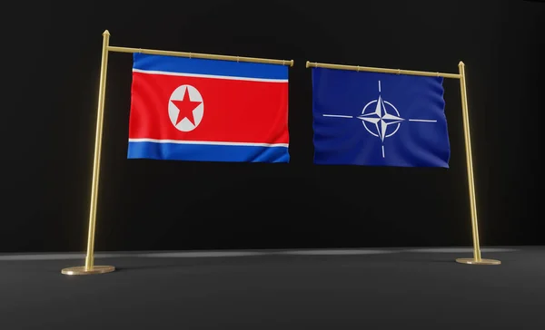 Nordkorea Und Nato Flaggen Nordkorea Und Nato Flagge Nordkorea Und — Stockfoto