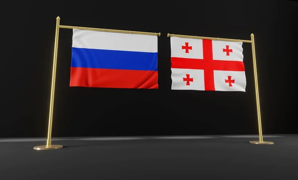 Flaggorna Ryssland Och Georgien Ryssland Och Georgien Flagga Förhandlingar Mellan — Stockfoto