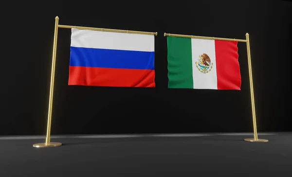Σημαίες Ρωσίας Και Μεξικού Σημαία Ρωσίας Και Μεξικού Διαπραγματεύσεις Ρωσίας — Φωτογραφία Αρχείου