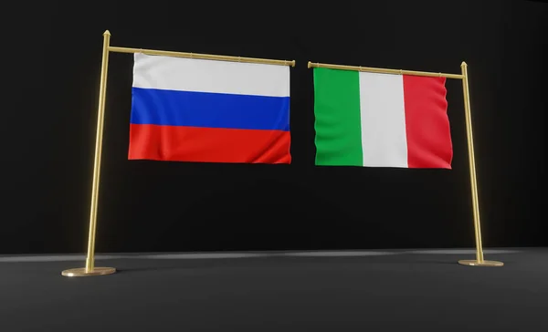 Bandeiras Rússia Itália Bandeira Rússia Itália Rússia Itália Negociações Trabalho — Fotografia de Stock