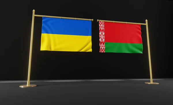 Флаги Украины Белоруссии Флаг Украины Белоруссии Украина Беларусь Ведут Переговоры — стоковое фото