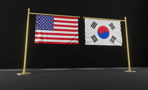 Banderas Estados Unidos Corea Del Sur Bandera Estados Unidos Corea — Foto de Stock