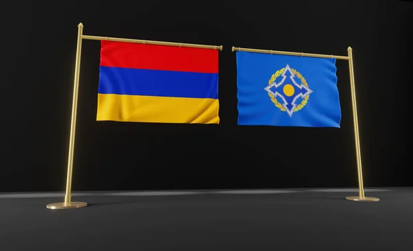 Σημαίες Αρμενίας Και Csto Σημαία Αρμενίας Και Csto Διαπραγματεύσεις Την — Φωτογραφία Αρχείου