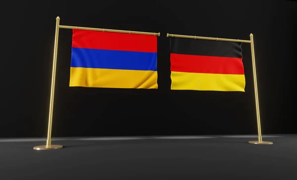 Armenia and Germany flags. Armenia and Germany flag. Armenia and Germany negotiations. 3D work and 3D image