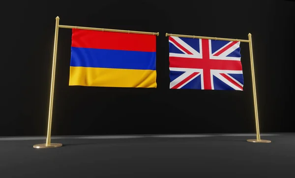 Armenia and Great Britain flags. Armenia and Great Britain flag. Armenia and Great Britain negotiations. 3D work and 3D image