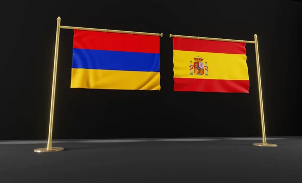 Bandeiras Arménia Espanha Bandeira Armênia Bandeira Espanha Arménia Espanha Negociações — Fotografia de Stock
