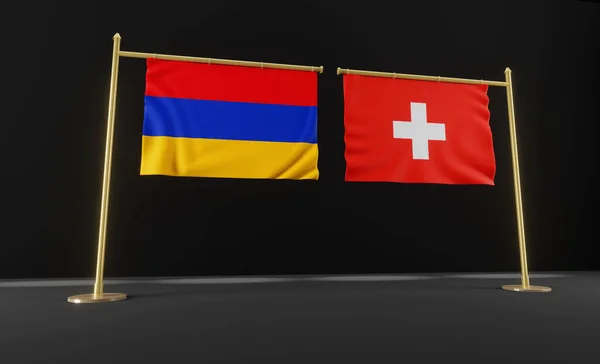 亚美尼亚和瑞士的国旗 亚美尼亚和瑞士的国旗 亚美尼亚和瑞士的谈判 3D作品和3D图像 — 图库照片