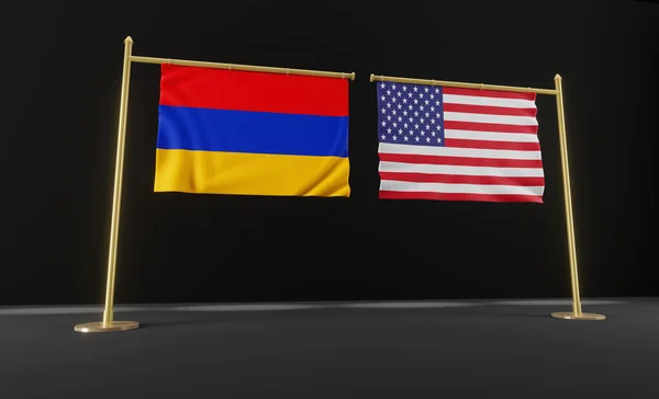 아르메니아와 미국의 아르메니아 국기와 아르메니아와 미국간의 이미지 — 스톡 사진