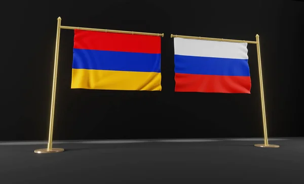 Russia and Armenia flags. Russia and Armenia flag. Russia and Armenia negotiations. 3D work and 3D image