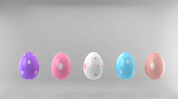 Buona Pasqua Striscione Uova Pasqua Con Motivo Colori Sfondo Bianco — Foto Stock