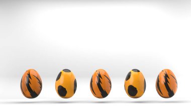 Paskalya bayrağınız kutlu olsun. Siyah arka planda altın desenli Paskalya yumurtaları. Mekanı metin için kopyala. 3B çalışma ve 3B illüstrasyon