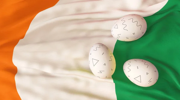 Plakat Wielkanocny Sztandar Happy Easter Ireland Jajko Tle Flagi Irlandii — Zdjęcie stockowe